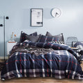 Jumeey Plaid Duvet Cover Queen Size Navy Blue Grid Bedding Set Buffalo Plaid Bedding Duvet Cover Teens Boys Dark Color Gingham G
