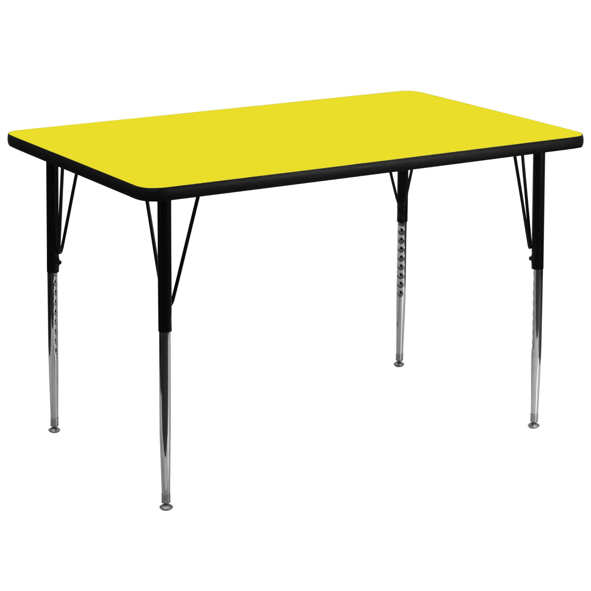 Flash Furniture Wren 36''W x 72''L Rectangular Yellow HP Laminate Activity Table - Standard Height Adjustable Legs