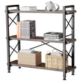 NICECOZY 3 Tier Bookshelf, Open 3 Shelf Short Bookcase, Rustic Shelves with Metal Frame, Industrial Book Shelf for Bedroom Home 