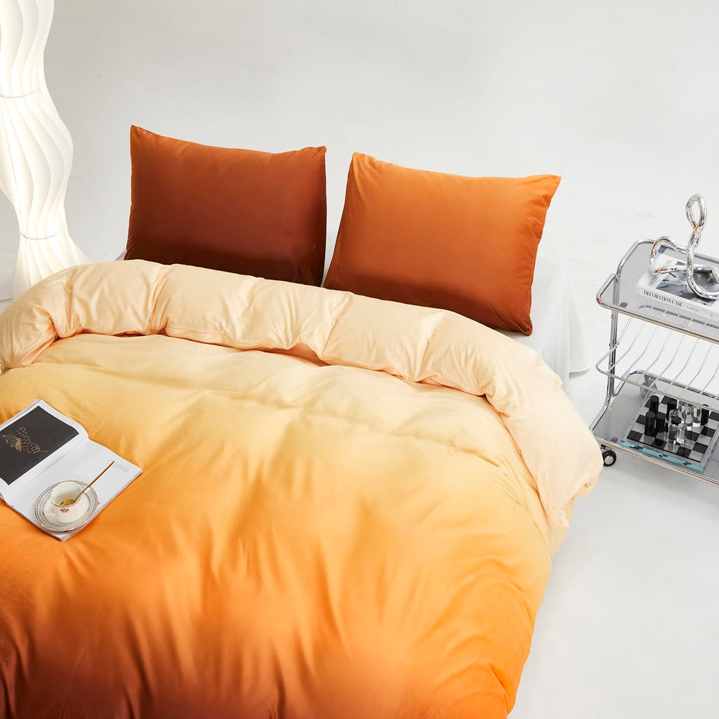 Clothknow Orange Yellow Velvet Comforter Set Full 3Pcs Dark Yellow Fluffy Bedding Comforter Sets Yellow Velvet Comforter Soft Caramel Full Size Comforter Sets