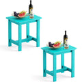 LUE BONA Outdoor Side Table Set of 2, HDPS Small Outdoor Table, Adirondack Side Table, Outside End Table for Patio, Deck, Pool, 