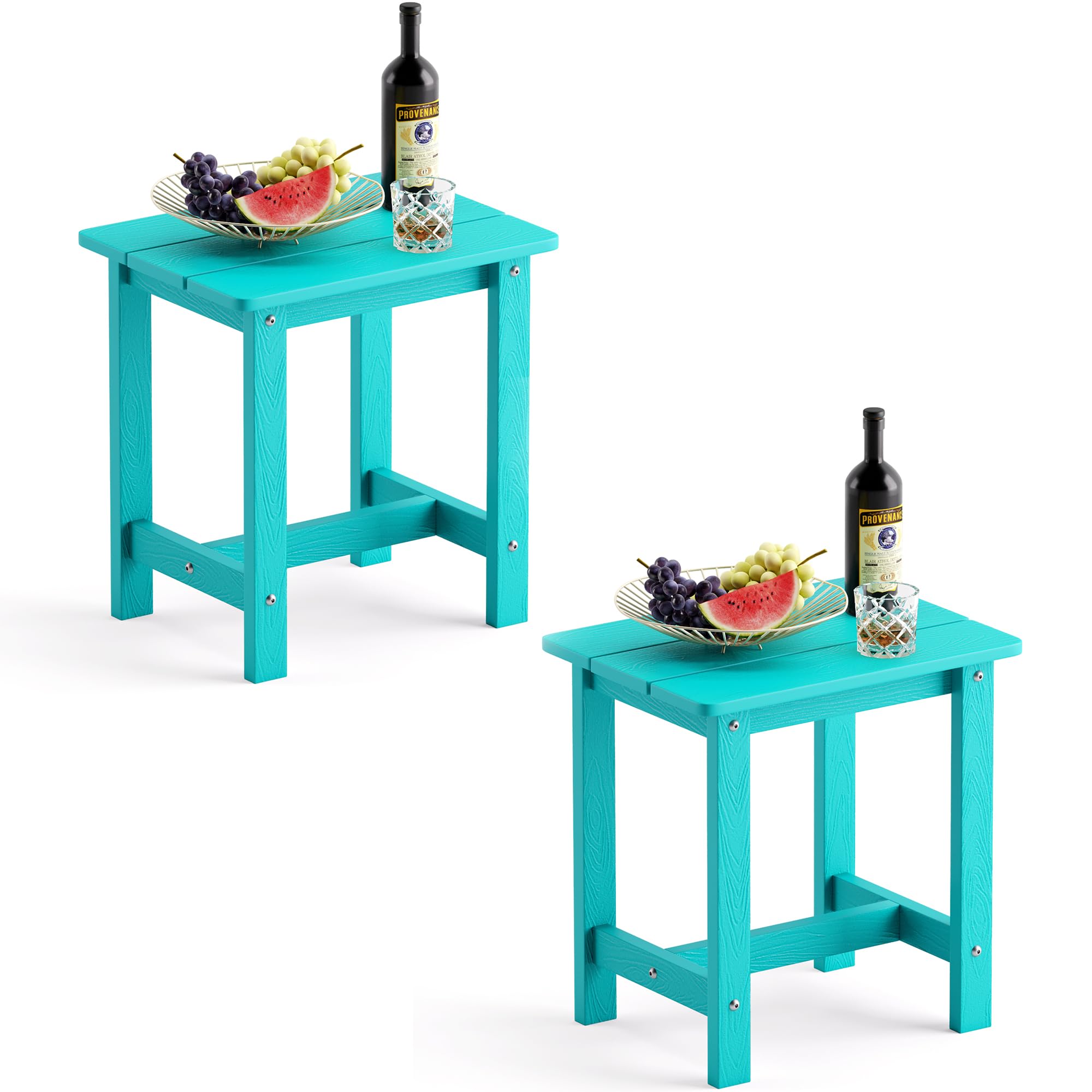 LUE BONA Outdoor Side Table Set of 2, HDPS Small Outdoor Table, Adirondack Side Table, Outside End Table for Patio, Deck, Pool, 