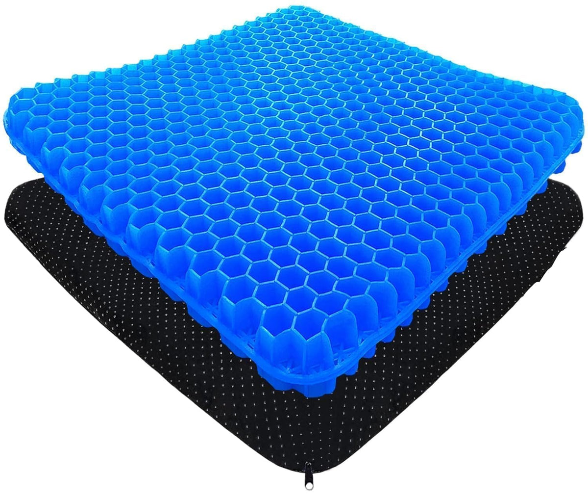 Cozy Corner Gel Seat Cushion For Office Chair, Doublelayer Honeycomb Cooling Gel, Nonslip Washable Cover, Orthopedic Pressure