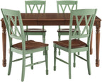 Crosley Furniture Shelby 5-Piece Traditional Dining Table Set for 4, Dinner Tables with Kitchen Chairs, Distressed Teal/Dark Cherry