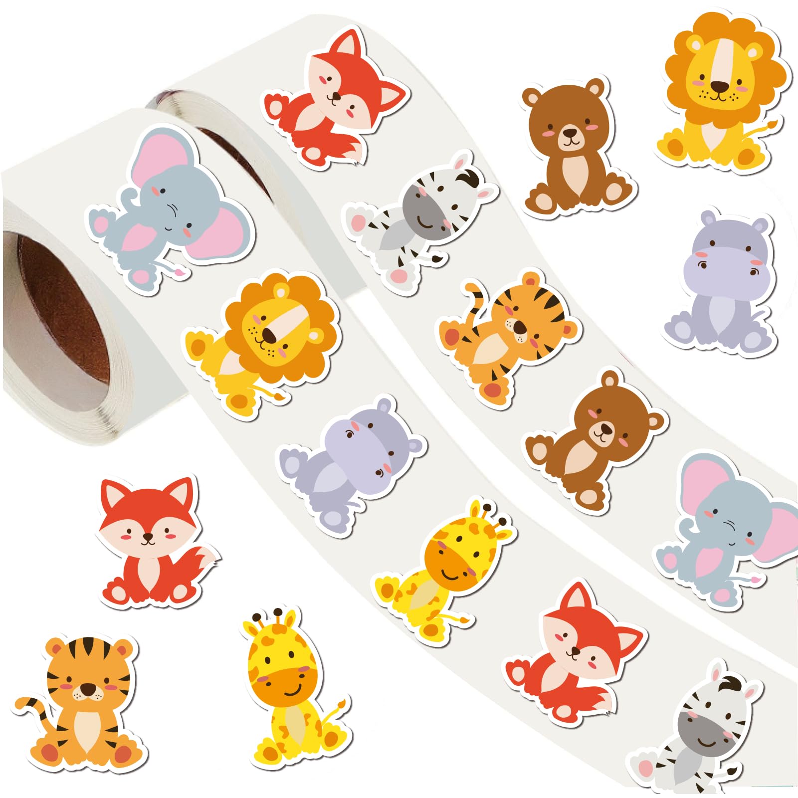 Whaline 1400Pcs Animal Stickers 8 Design Cartoon Animal Stickers Colorful Waterproof Animal Decals For Diy Crafts Home Classroom