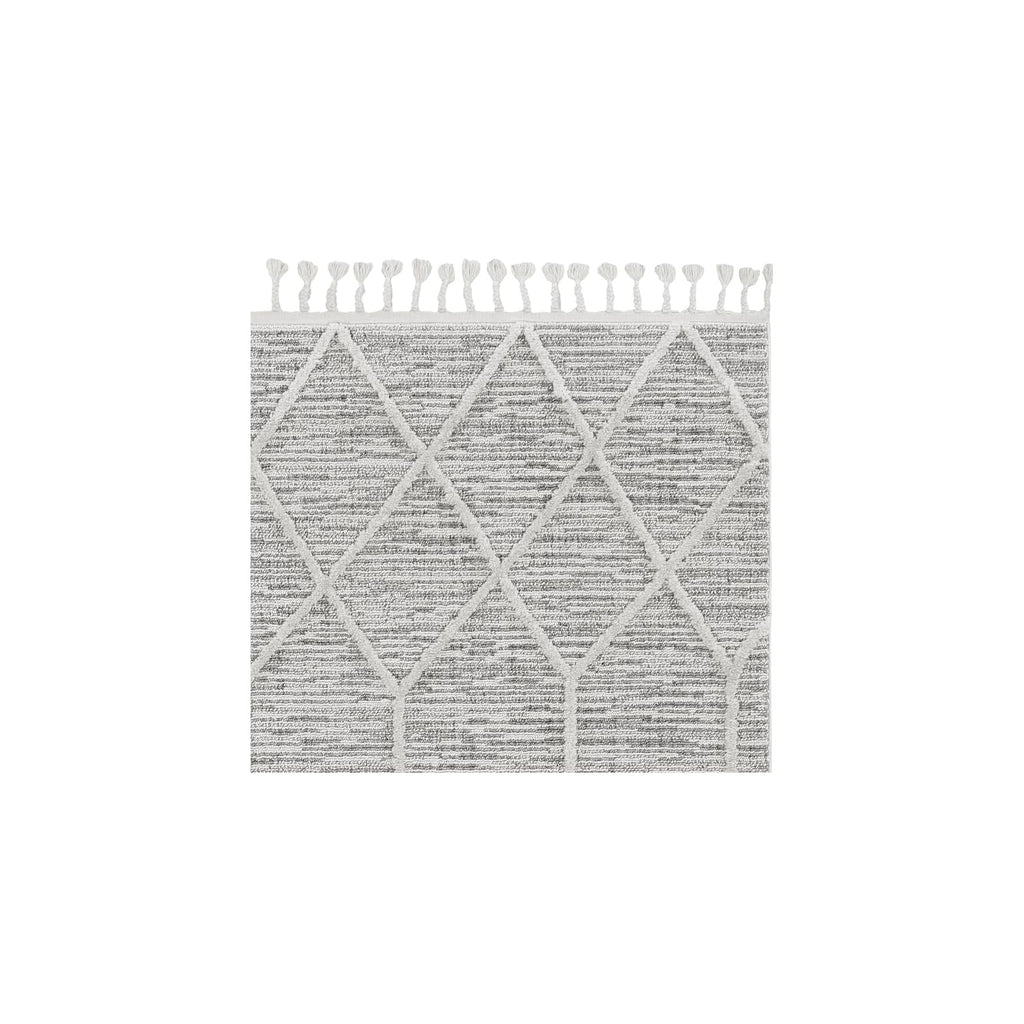 HomeRoots 8'X11' Ivory Grey Machine Woven Geometric Indoor Area Rug