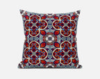 HomeRoots Red Orange Blue 20â€ Red Blue Cloverleaf Boho Zippered Suede Throw Pillow