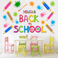 Welcome Back to School Wall Decals Peel and Stick Colorful Crayon Wall Stickers,First Day of School Wall Murals Art for Classroo