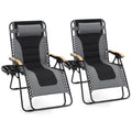 Maison Arts Oversize Zero Gravity Lawn Chairs Set Of 2 Xl Padded Anti Gravity Lounge Chairs Adjustable Recliner W/Pillow & Cup Holder Outdoor Camp Chairs For Poolside Yard, Support 400Lbs, Grey