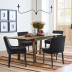 Colamy Modern Dining Chairs Set Of 4, Upholstered Corduroy Accent Side Leisure Chairs With Mid Back And Wood Legs For Living Room/Dining Room-Black