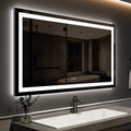 ROOMTEC 36 x 30 Inches LED Bathroom Mirror with Front and Backlit,Anti-Fog,3 Colors and Dimmable Light(Horizontal/Vertical), Sil