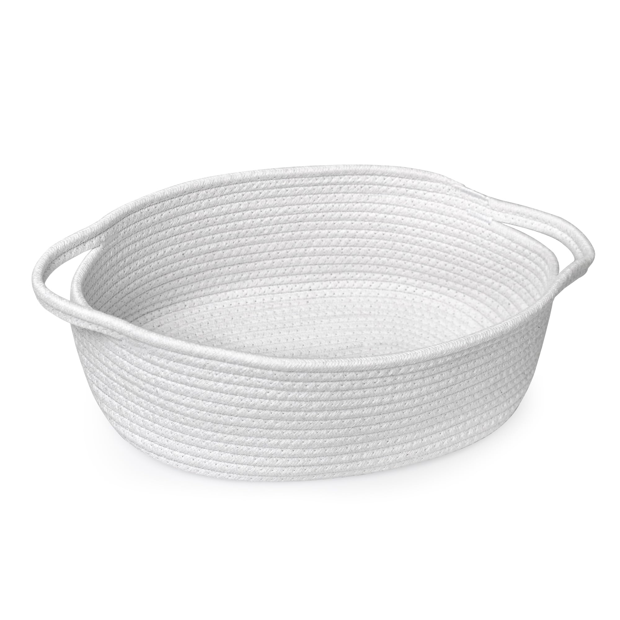 MEGASKET White Small Woven Basket, 13    x 9    x 5    Baskets for Gifts Empty Cotton Rope, Cute Nursery Baby Storage Organizer,