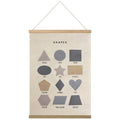 Bon et Beau 16  24 Inch Embroidered Shape Poster Framed with Wood Hanger - Neutral Gray Wall Decor for Boys Nursery, Bedroom, Pl