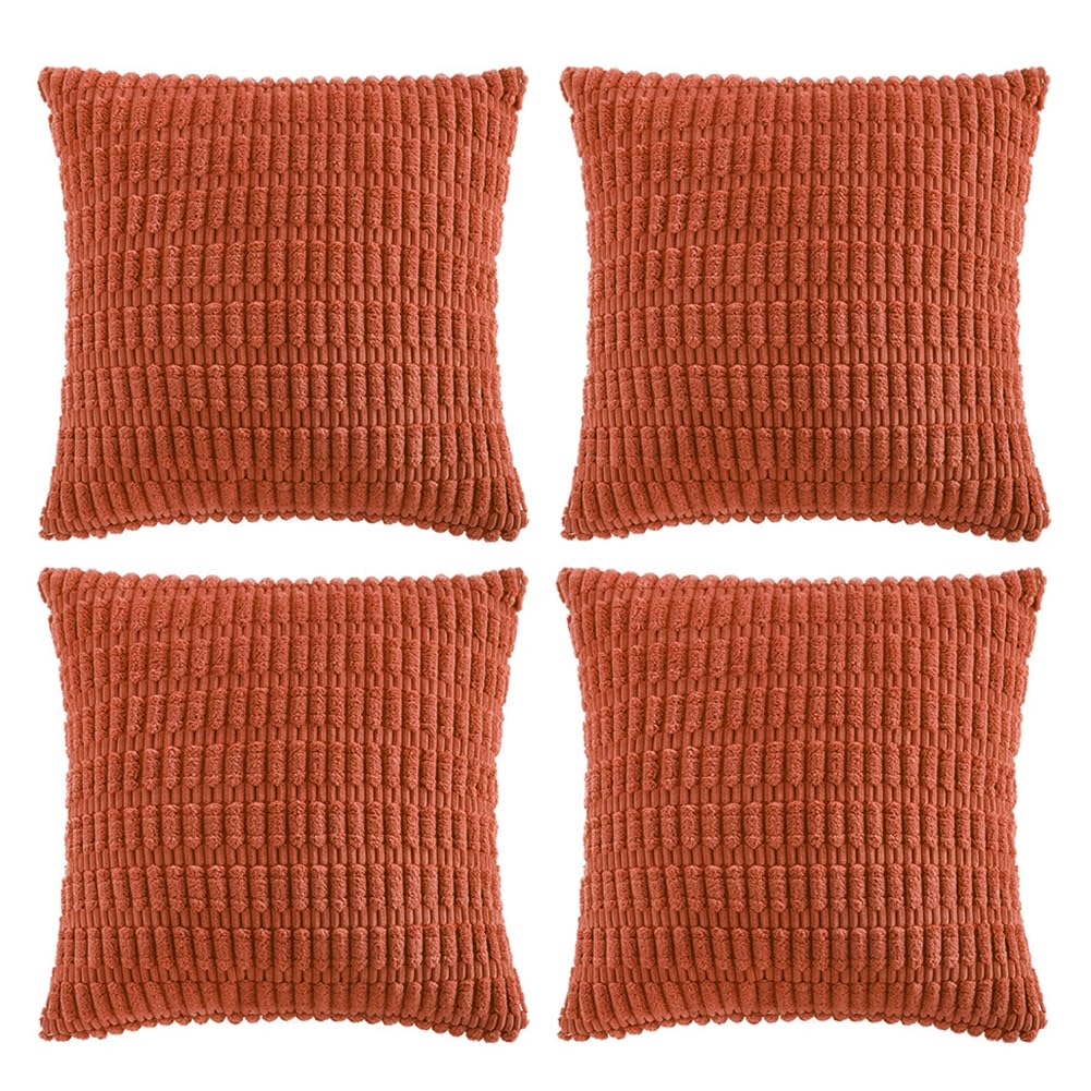 Fancy Homi 4 Packs Boho Burnt Orange Fall Decorative Throw Pillow Covers 18X18 Inch For Couch Bed Sofa, Rustic Modern Farmhouse