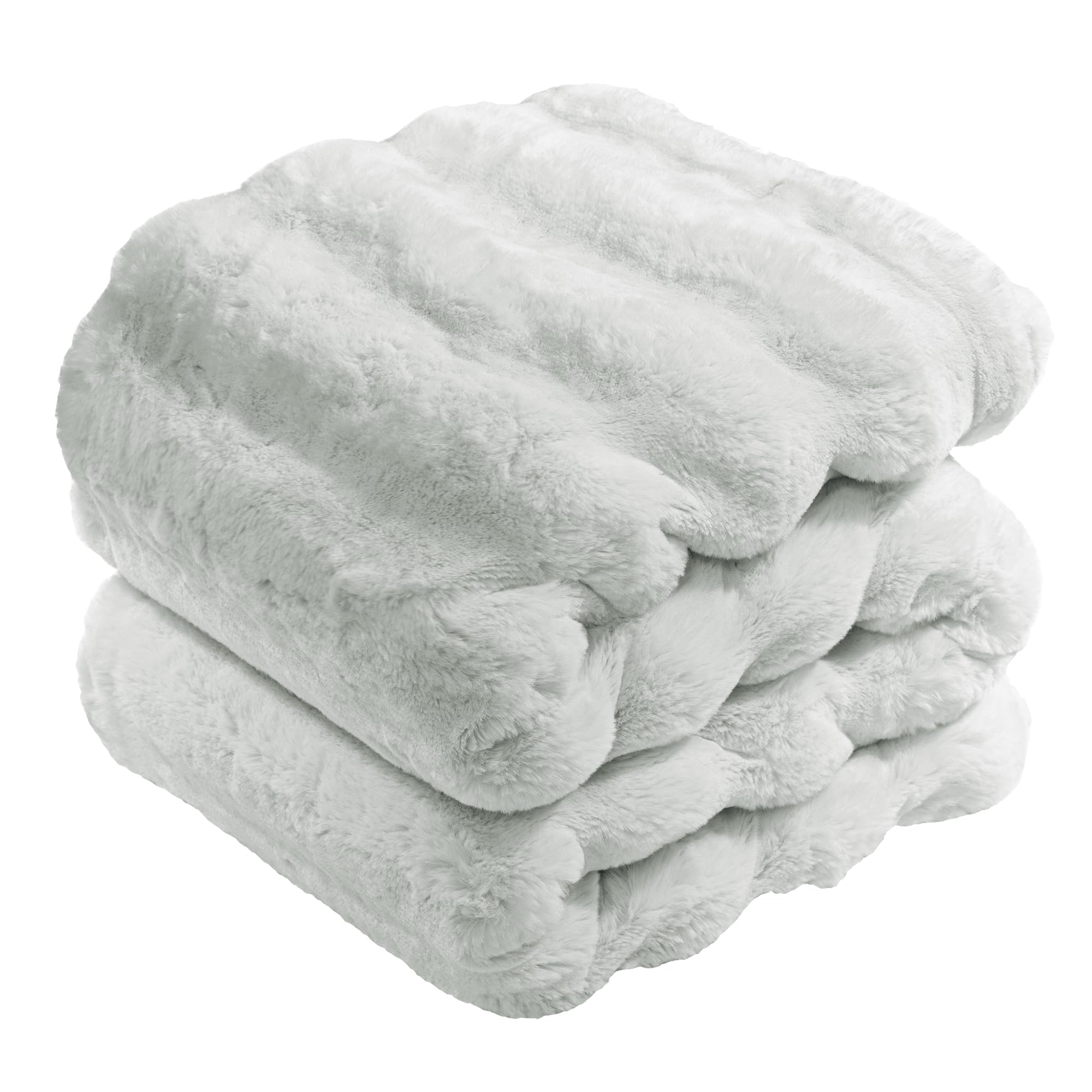 Touchat Luxury Faux Rabbit Fur Throw Blanket Twin Size For Couch,Super Heavy Warm Cozy Blanket For Sofa Bedroom Living Room,Ultr