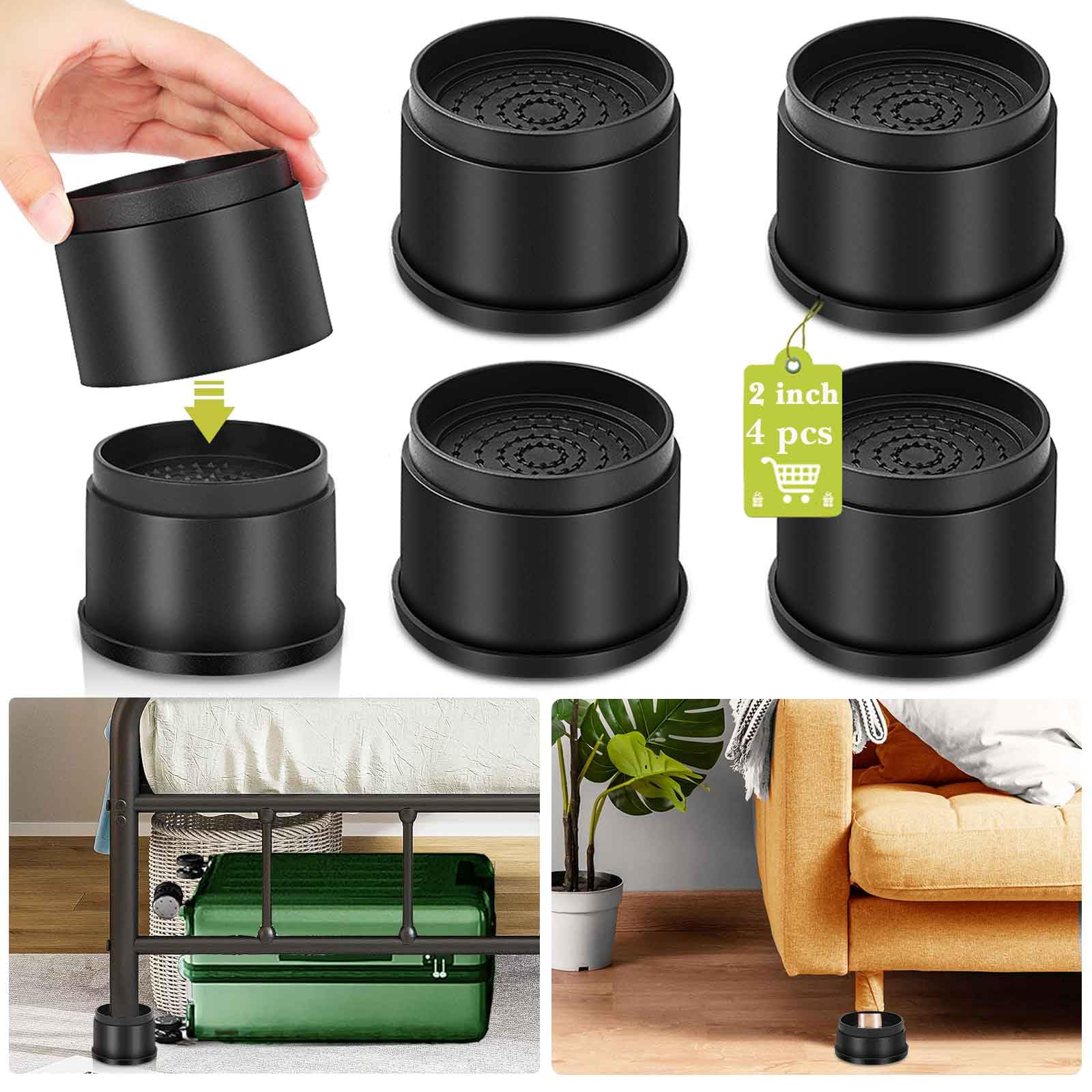 Yookwutar 4 Pack Furniture Risers 2 Inch, Adjustable Bed Risers Heavy Duty For Table Desk Couch Chair Sofa Cabinet Bed Frame Dor