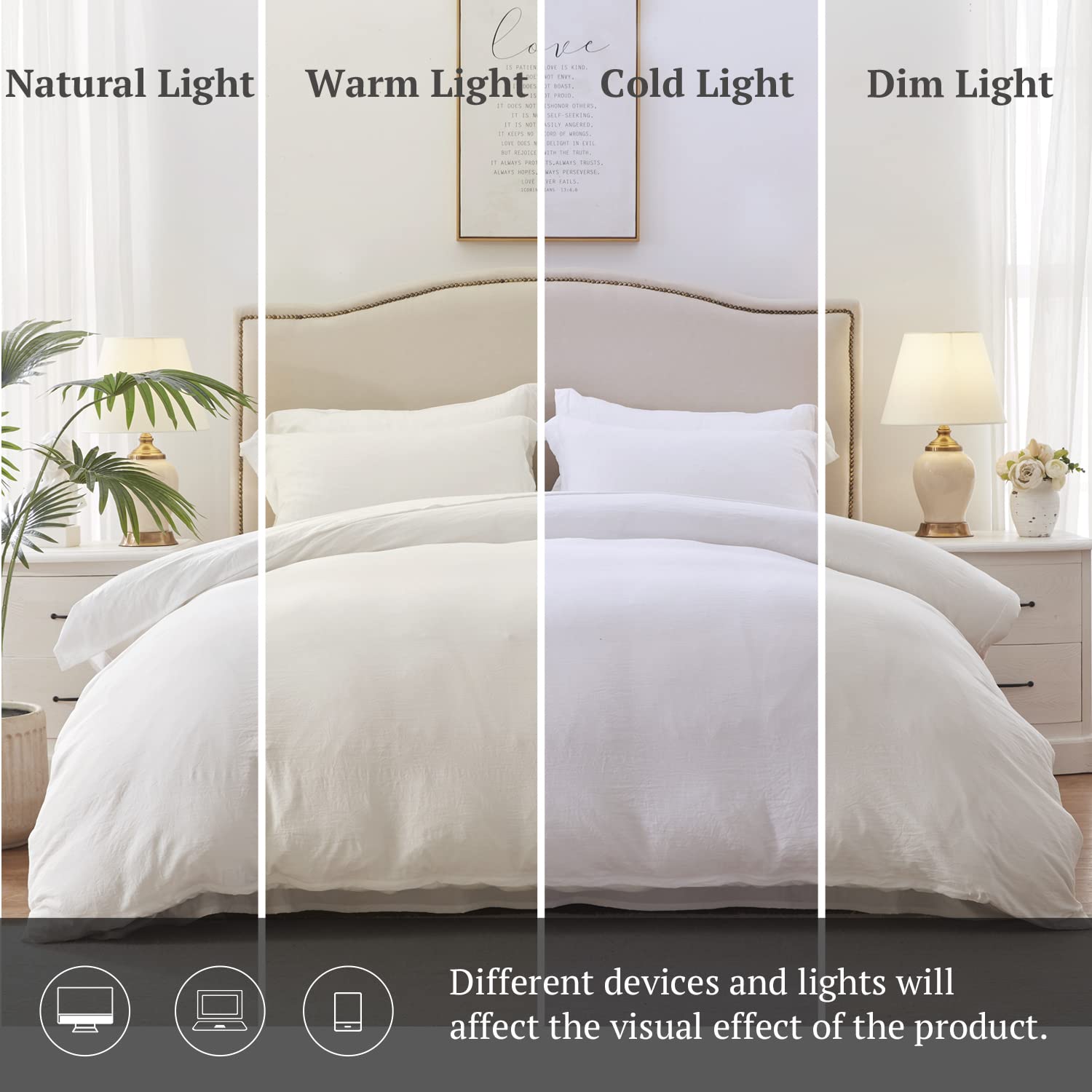 Mildly Super Soft Duvet Cover - 100% Washed Microfiber White Comforter Cover Set 3 Pieces With Zipper Closure & Corner Ties (No