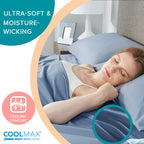 Comfort Spaces King Cooling Sheets, Moisture Wicking Coolmax Sheets, Soft, Colorfast Sheet Set, Cooling Bed Sheets For Hot Sleepers, Elastic Deep Pocket Fits Up To 16' Mattress, King Teal 4 Piece