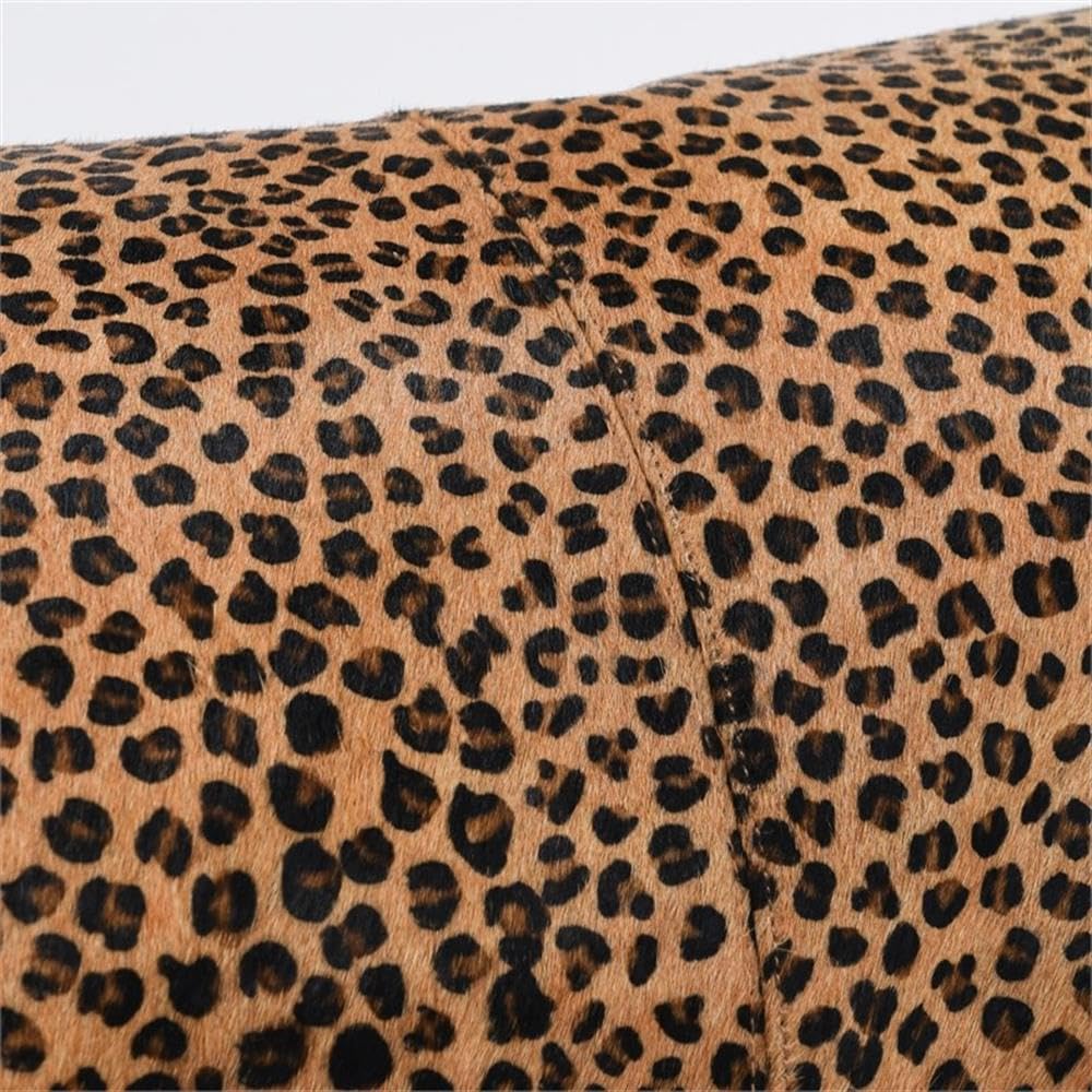 Kosas Home Leopard 14X26 Transitional Leather Throw Pillow In Camel Brown/Black