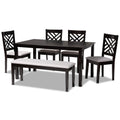 Baxton Studio Gustavo Modern and Contemporary Grey Fabric Upholstered and Dark Brown Finished Wood 6-Piece Dining Set