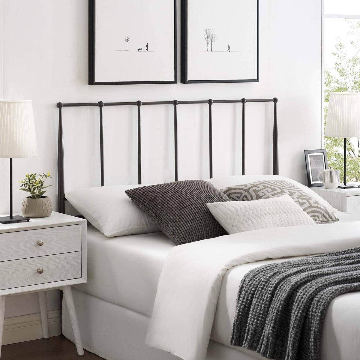 Modway Kiana Stainless Steel Metal Full Headboard In White