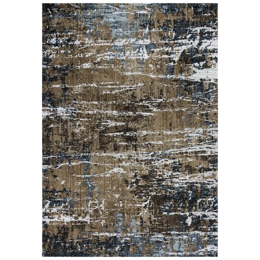 Elect 9' X 12' Abstract Brown/Blue/Brown Power-Loomed/Hybrid Area Rug