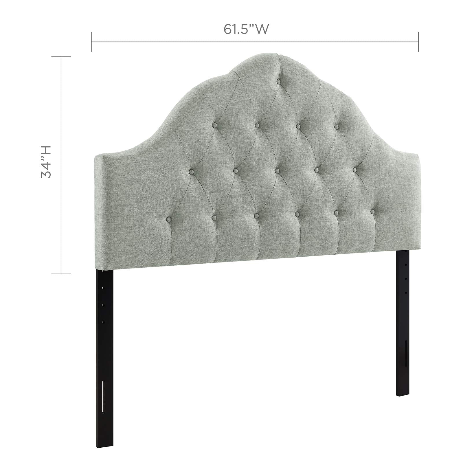 Modway Sovereign Tufted Button Linen Fabric Upholstered Queen Headboard in Gray