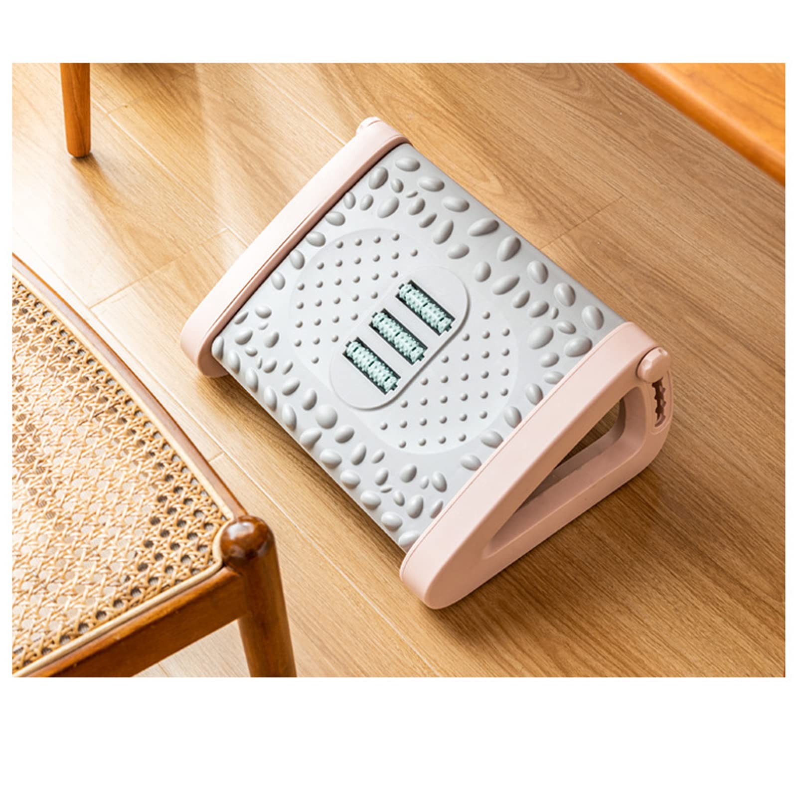 Foot Rest 6 Height Adjustable Under Desk Footrest Ergonomic Foot Stool For Under Desk At Work With Massage Texture And Roller For Office ()