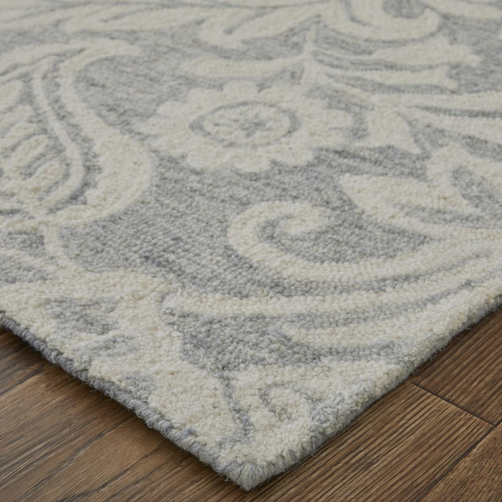 HomeRoots 512194 9 x 12 ft. Blue & Ivory Wool Paisley Hand Tufted Handmade Stain Resistant Rectangle Area Rug