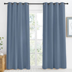 Nicetown Blackout Curtain Panel, Ring Top, W55 X L86, 1 Pc, Stone Blue Color, Light Blocking Room Darkening Window Drape For Nursery/Bedroom
