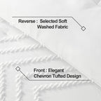 Andency White Comforter King Size, Boho Soft Fluffy Warm Lightweight Bedding Comforter Sets For King Bed, 3 Pieces Chevron Tufted Aesthetic Microfiber Lightweight Comforter Set