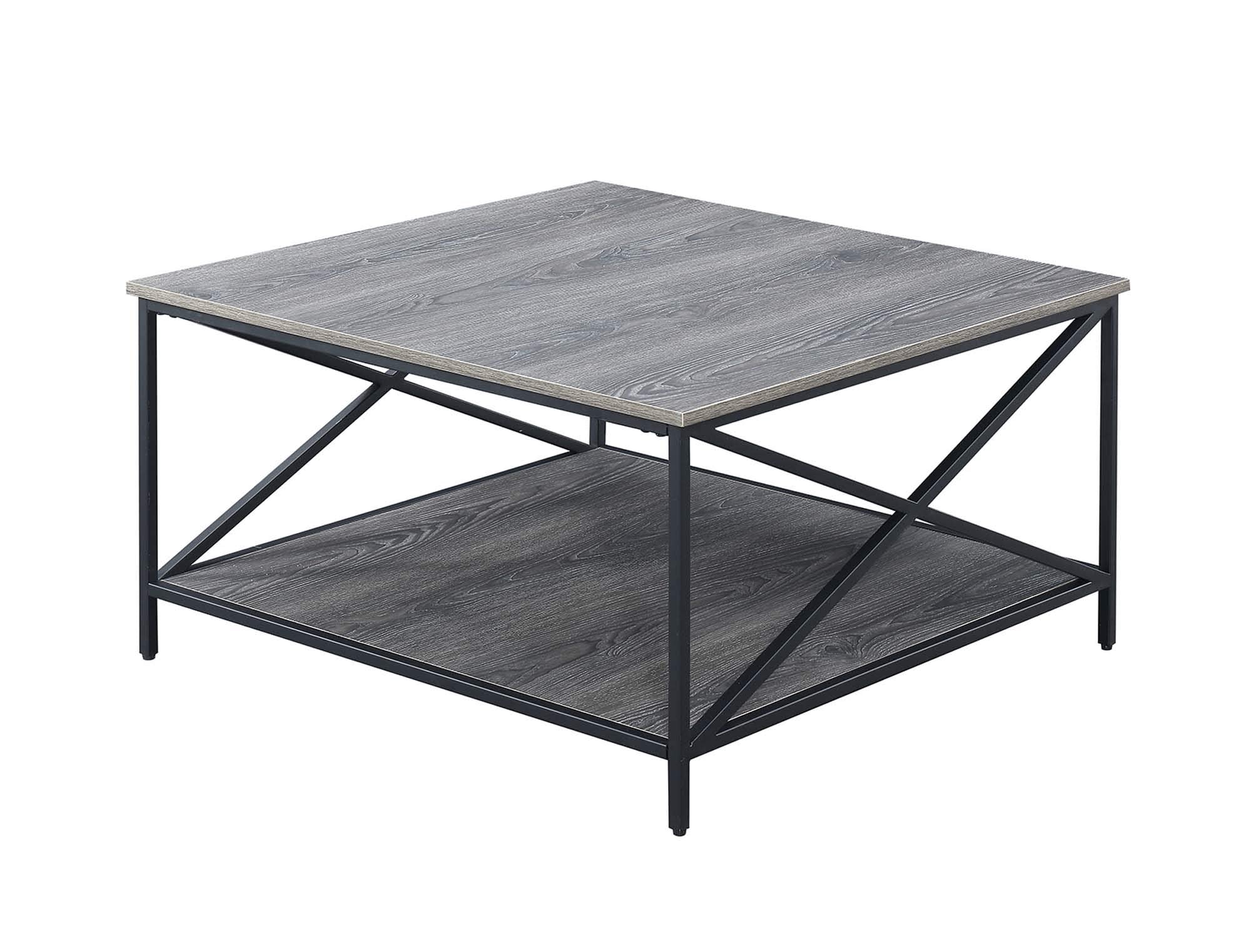 Convenience Concepts Tucson Metal Square Coffee Table, Weathered Gray / Black