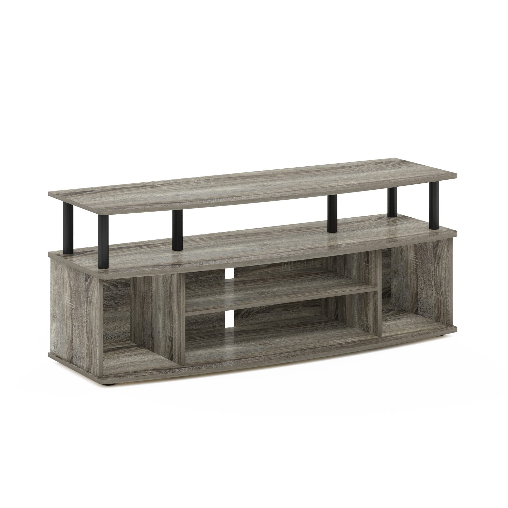 Furinno Large Entertainment Center Hold up to 55-in TV, Wood, French Oak/Black, 40.1 (D) x 119.9 (W) x 49.8 (H) cm