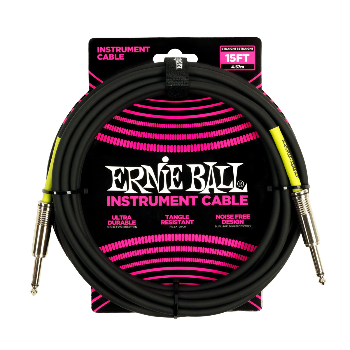 Ernie Ball Instrument Cable, Straightstraight, 15Ft, Black