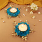 I Jewels Handmade Floral Design Set of 2 Candle Stand Tealight Holder for Diwali Christmas Festival Decorations Lighting Accesso