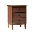 Walker Edison Traditional Wood 3 Drawer Nightstand Side Table Bedroom Storage Drawer and Shelf Bedside End Table, 18 Inch, Walnu