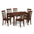 East West Furniture CAP7S-MAH-W 7 Piece Dining Room Furniture Set Consist of a Rectangle Kitchen Table and 6 Dining Chairs, 36x60 Inch, Mahogany