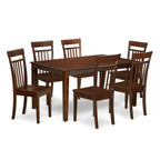 East West Furniture CAP7S-MAH-W 7 Piece Dining Room Furniture Set Consist of a Rectangle Kitchen Table and 6 Dining Chairs, 36x60 Inch, Mahogany