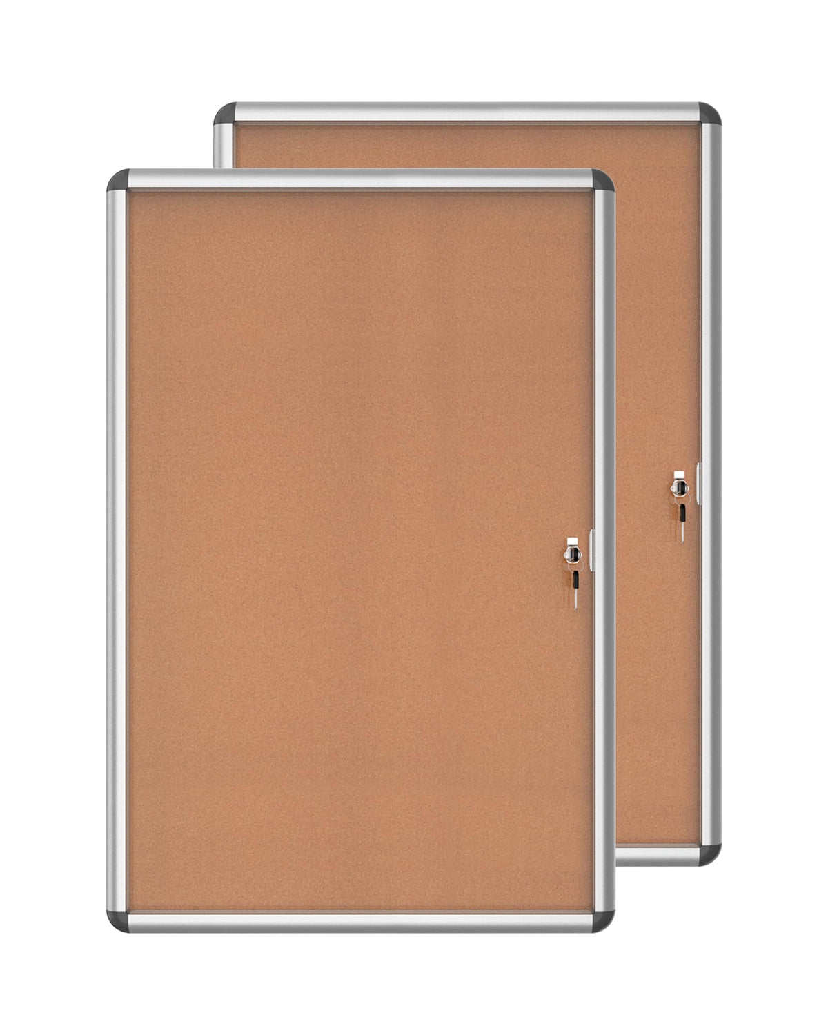 Mifuro 2 Pack 36'X24' Enclosed Bulletin Board, Lockable Weather-Resistant Aluminum Cork Noticeboard For School & Office, Silve