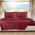 Nestl Burgundy Rv Queen Sheets – Super Soft Rv Short Queen Sheets For Rv Camper, 6 Piece 1800 Microfiber Fitted Rv Sheets, Double Brushed Rv Bed Sheets Set, Camper Sheets And Pillowcases