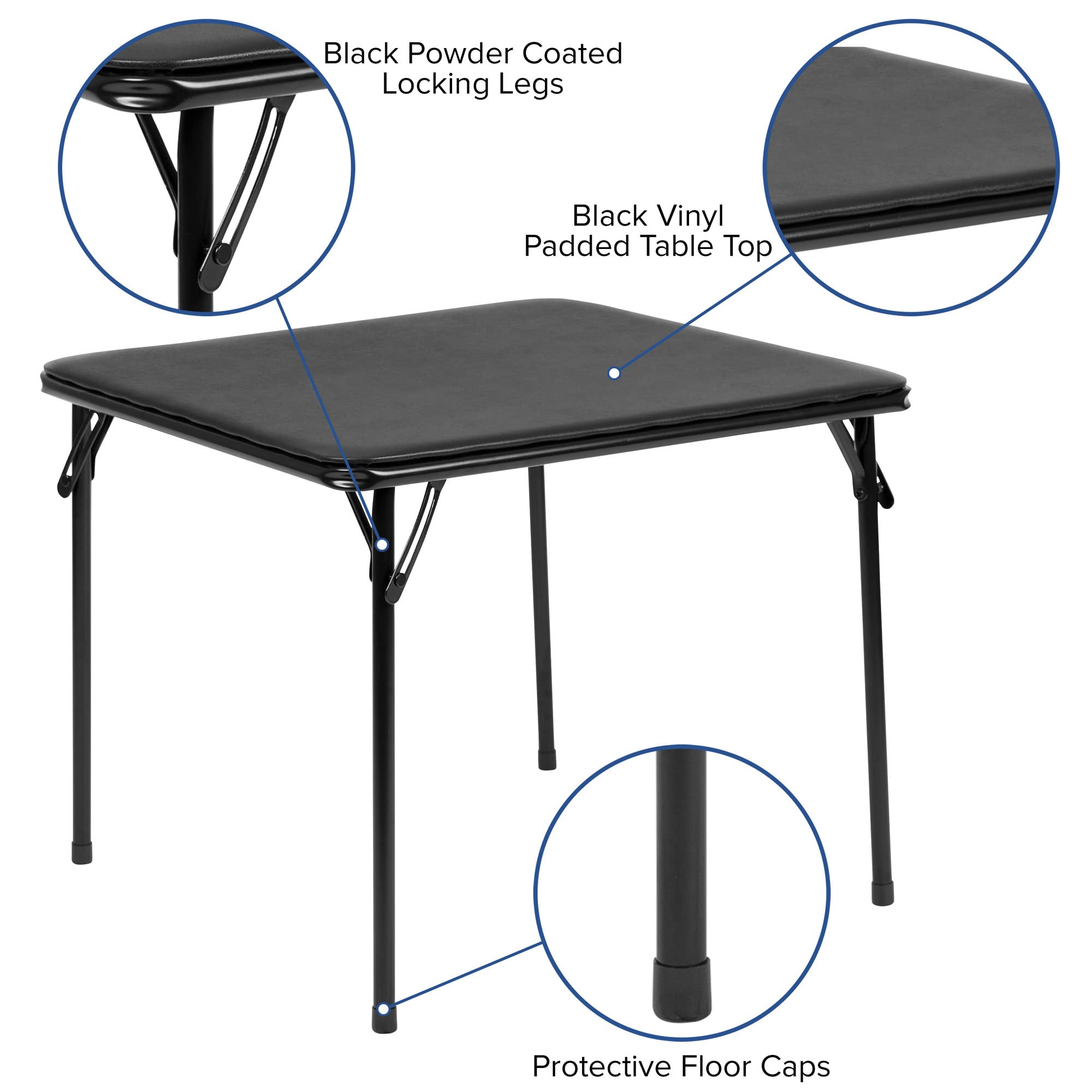 Flash Furniture Mindy Kids 5-Piece Folding Table And Chairs Set For Daycare And Classrooms, Children'S Activity Table And Chairs Set, Black