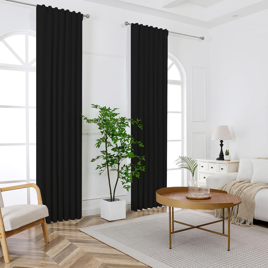 Joydeco Blackout Curtains For Bedroom 84 Inch Length,Back Tab/Rod Pocket 100% Blackout Living Room Drapes, Textured Thermal Insu
