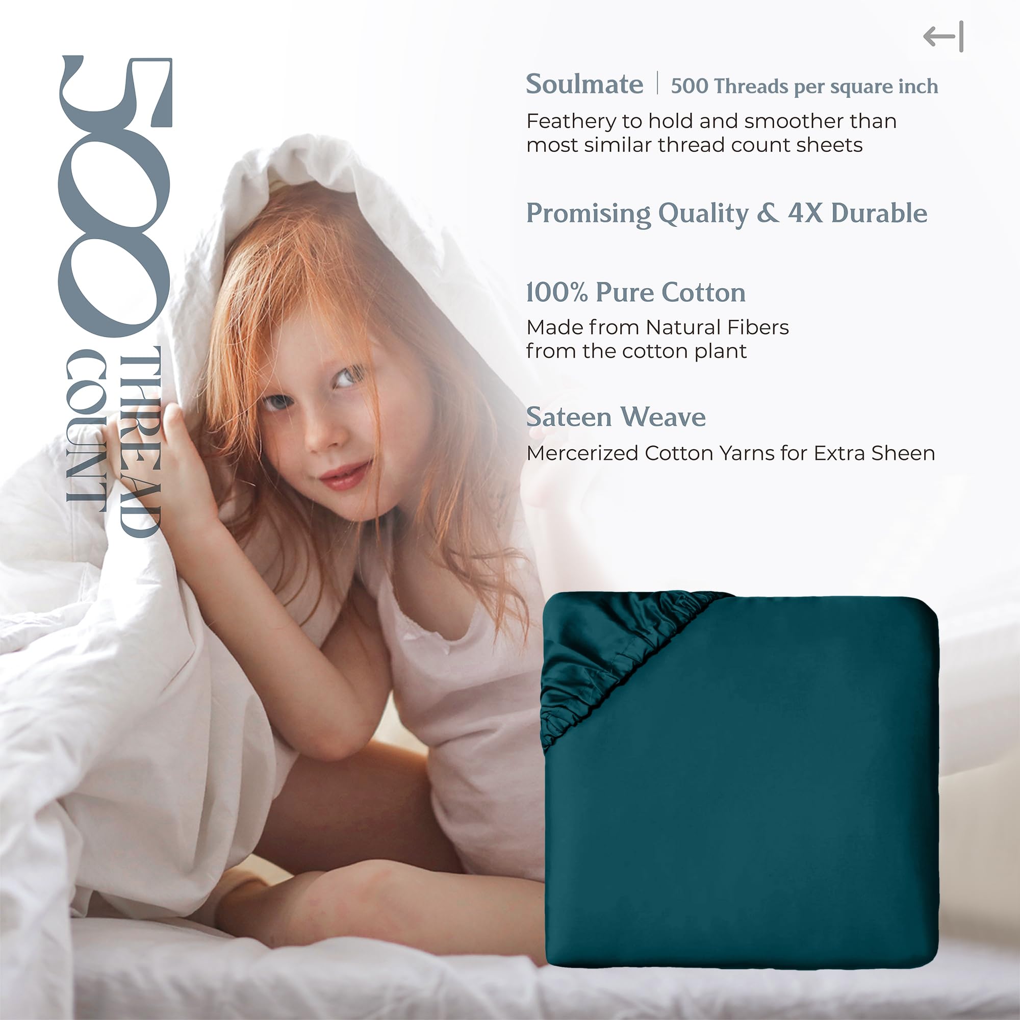 Mayfair Linen 100% Cotton California King Fitted Sheet Only - 500 Thread Count Cal King Sheets Deep Pocket Fitted, Soft Cooling