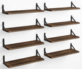 Fixwal Floating Shelves, Width 4.7In Rustic Wood Wall Shelves Set Of 8, Wall Storage Shelves For Bedroom, Living Room, Kitchen, Bathroom, Office And Plants (Dark Carbonized Black)