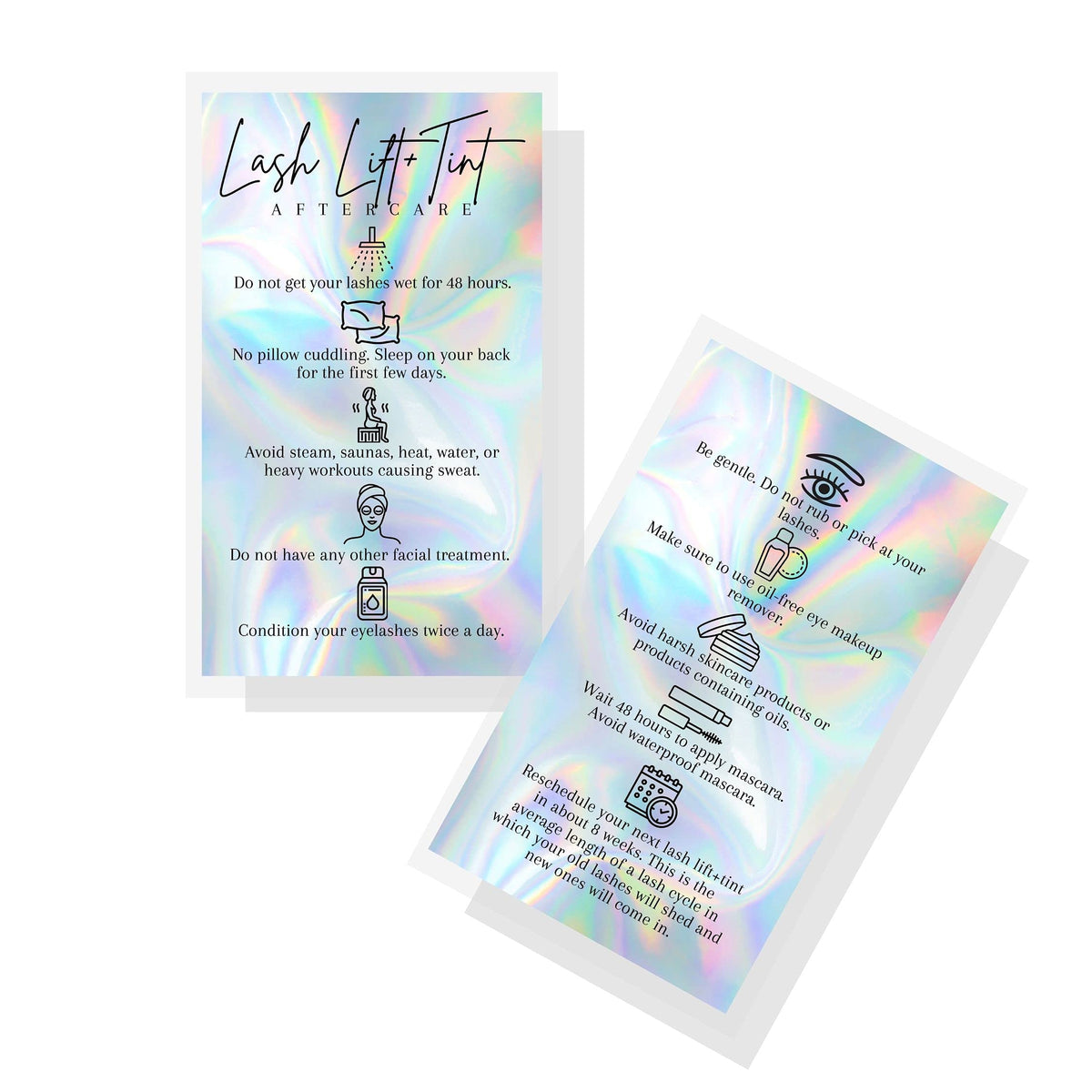 Boutique Marketing Lash Lift + Tint Aftercare Cards | 50 Pack 2X3.5    Inches Business Card Size And Kit Non-Reflective Matte Ra