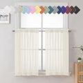 Lecloud Ivory Sheer Curtains Tiers 36 Inches Length Set Of 2 Pieces, Living Room Decor Voile Curtain For Small Kitchen Window, D