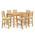 East West Furniture CACF7H-OAK-C Capri 7 Piece Kitchen Counter Set Consist of a Rectangle Table and 6 Linen Fabric Dining Room Chairs, 36x60 Inch, Oak