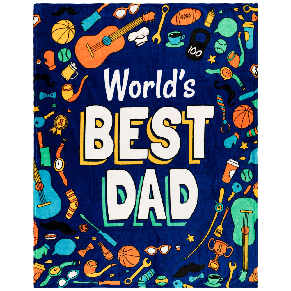Infinity Republic - World'S Best Dad Super Plush Blanket - Perfect For Father'S Day, Birthday Gifts, Decor, Etc!