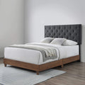Modway Rhiannon Diamond Tufted Upholstered Fabric Queen Bed, Walnut Gray