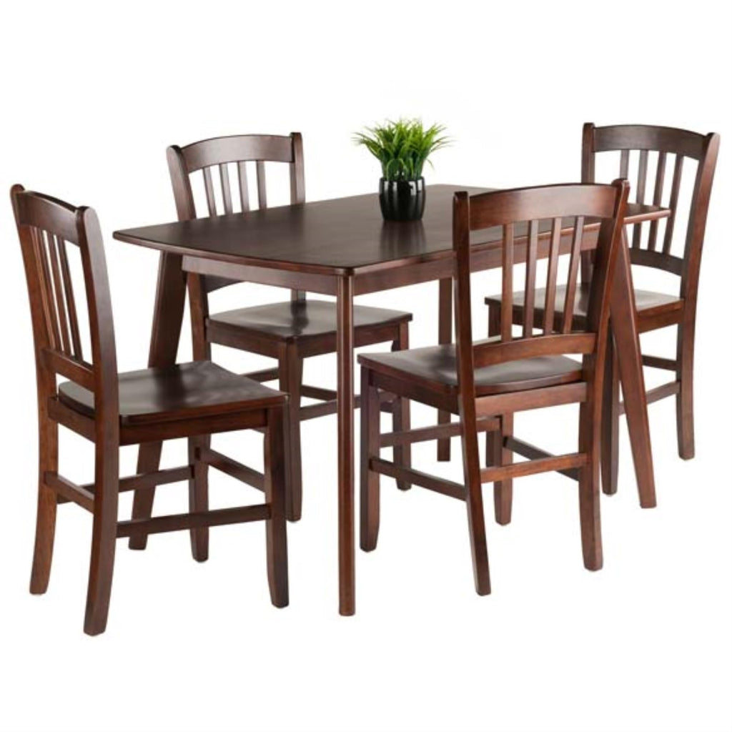Ergode Elegant 3-Piece Shaye Dining Table Set | Solid Wood | Walnut Finish | 2 Slat Back Chairs | Contemporary Design | Easy Assembly (94358VV) (94358-VV) (94582-VV)